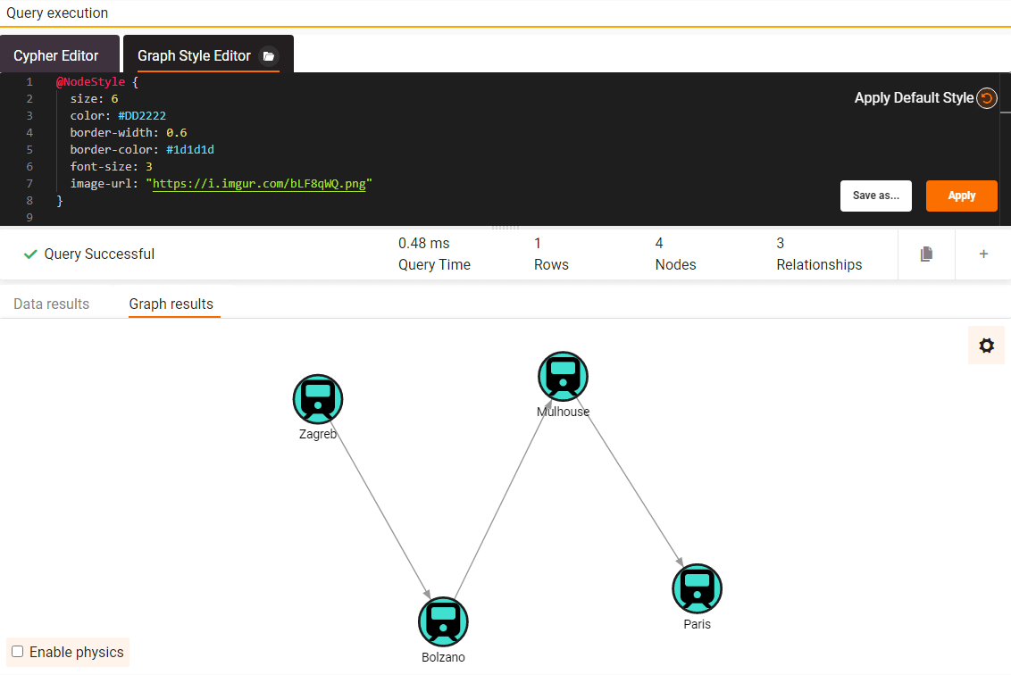 Memgraph Lab node with Font Awesome icon as background