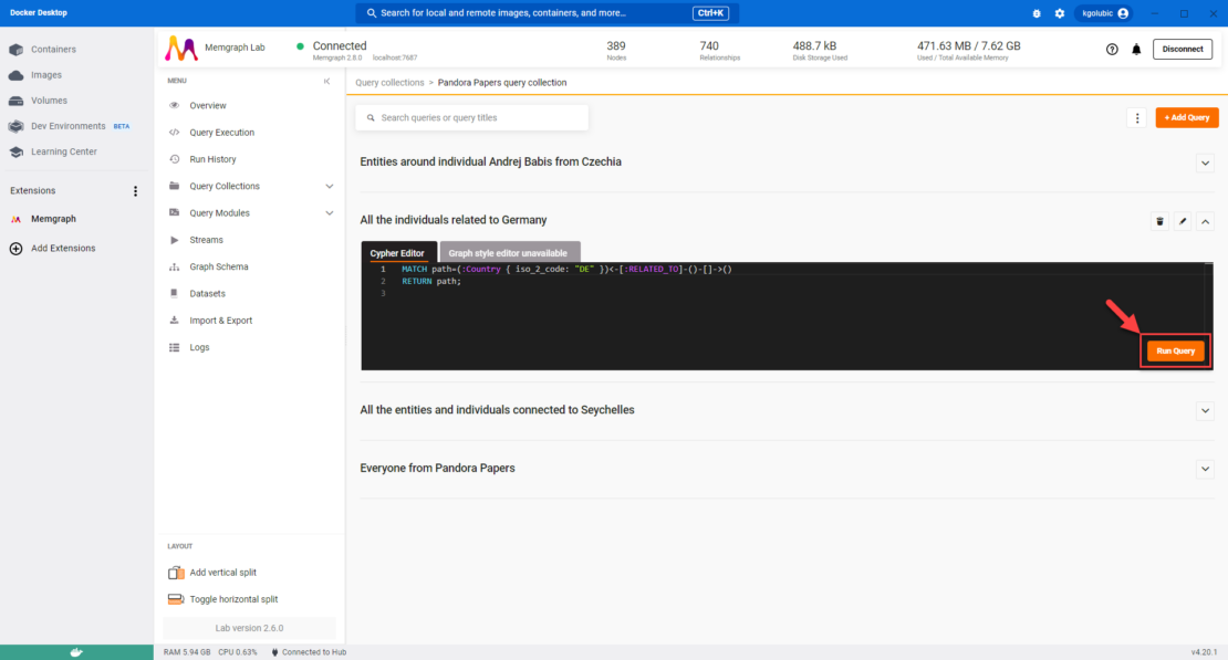 Running a Cypher query