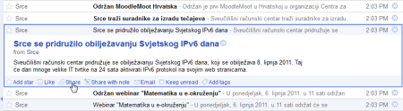 Prikaz dijeljenih sadržaja u Google Readeru