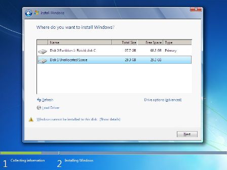 Disk Management prikaz fizičkog i virtualnog diska nakon instalacije